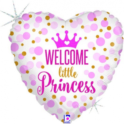 Balónek fóliový Welcome little princess Srdce s puntíky ALBI ALBI