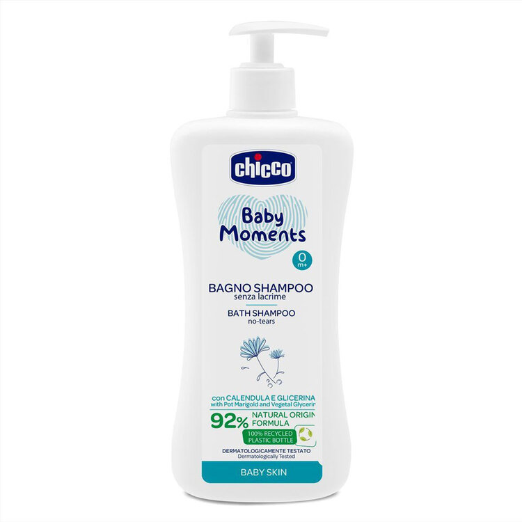 CHICCO Šampon na vlasy a tělo s dávkovačem Baby Moments 92 % přírodních složek 750 ml Chicco