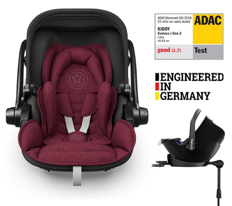 KIDDY Autosedačka Evoluna i-size 2 + Isofix základna 40-83 cm Beet red melange icy grey Kiddy