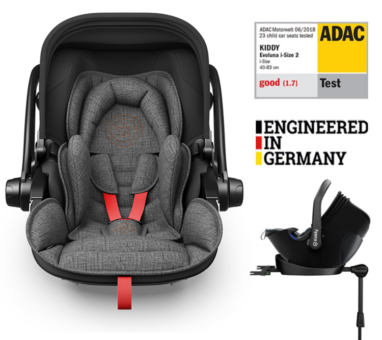 KIDDY Autosedačka Evoluna i-size 2 + Isofix základna 40-83cm Grey Mel.-Hot Red BZP Kiddy