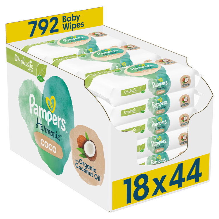 PAMPERS Ubrousky vlhčené Harmonie Coconut Plastic Free 18x44 ks Pampers