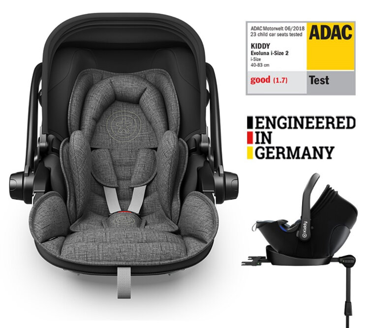 KIDDY Autosedačka Evoluna i-size 2 + Isofix základna 40-83 cm Grey Melange Icy Grey BZP Kiddy