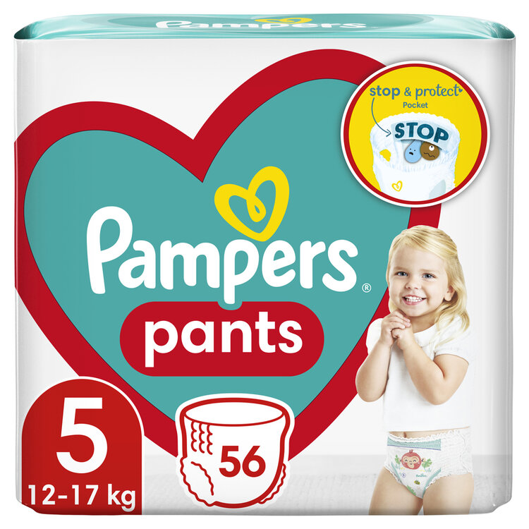 PAMPERS Plenky kalhotkové Active Baby Pants vel. 5 (56 ks) 12-17 kg Pampers