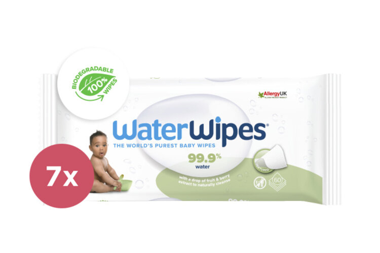 7x WATERWIPES Vlhčené obrousky bez obsahu plastů Soapberry 60 ks ( 420 ks ) Waterwipes