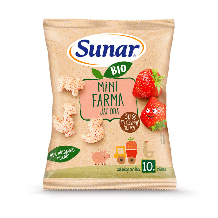 SUNAR BIO Křupky mini farma jahoda 18g Sunar