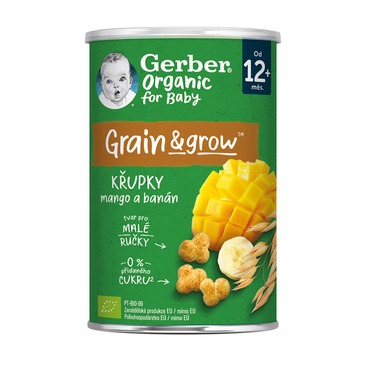 GERBER Organic křupky s mangem a banánem 35 g GERBER