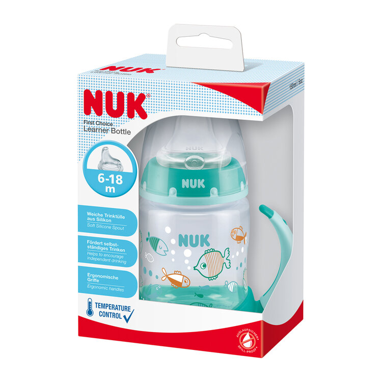 NUK FC Lahvička na učení s kontrolou teploty 150 ml zelená Nuk