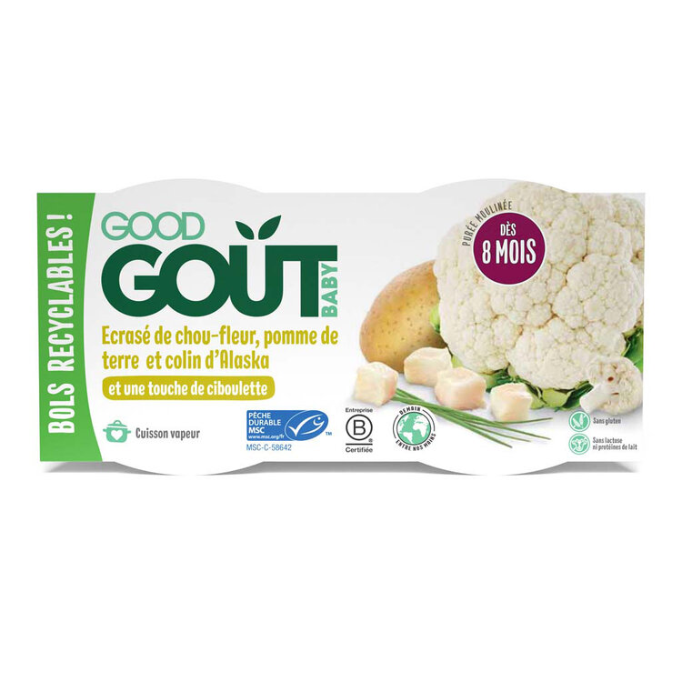 Good Gout Bio Treska pestrá s květákem a brambůrky 2 x 190 g Good Gout