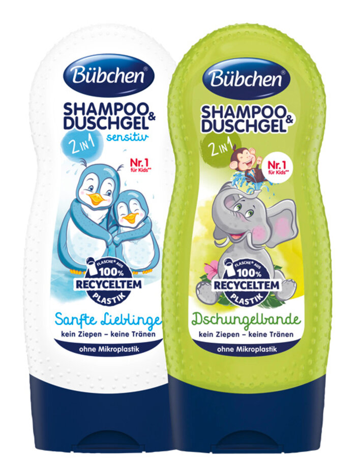 BÜBCHEN Set 2v1 Sensitiv Jemný miláček 230 ml+ 2v1 Partička z džungle 230 ml Bübchen