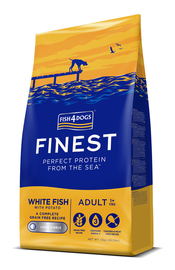 FISH4DOGS Granule velké pro dospělé psy Finest bílá ryba s bramborami 12 kg