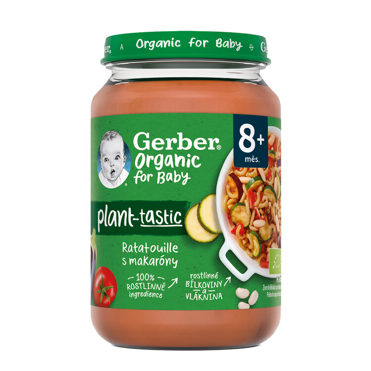 GERBER Organic 100% rostlinný příkrm ratatouille s makaróny ​190 g GERBER