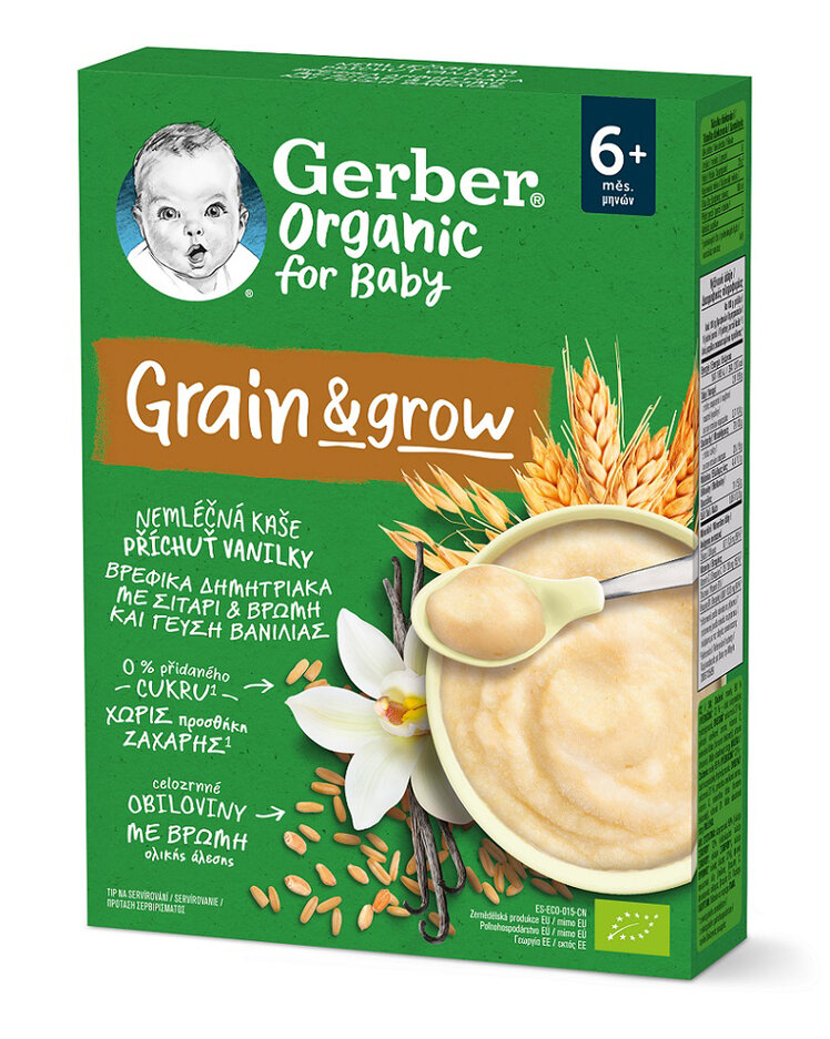 GERBER Organic Kaše nemléčná s příchutí vanilky 200 g​ GERBER