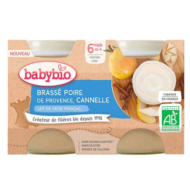 BABYBIO Brassé hruška skořice 2x 130 g Babybio