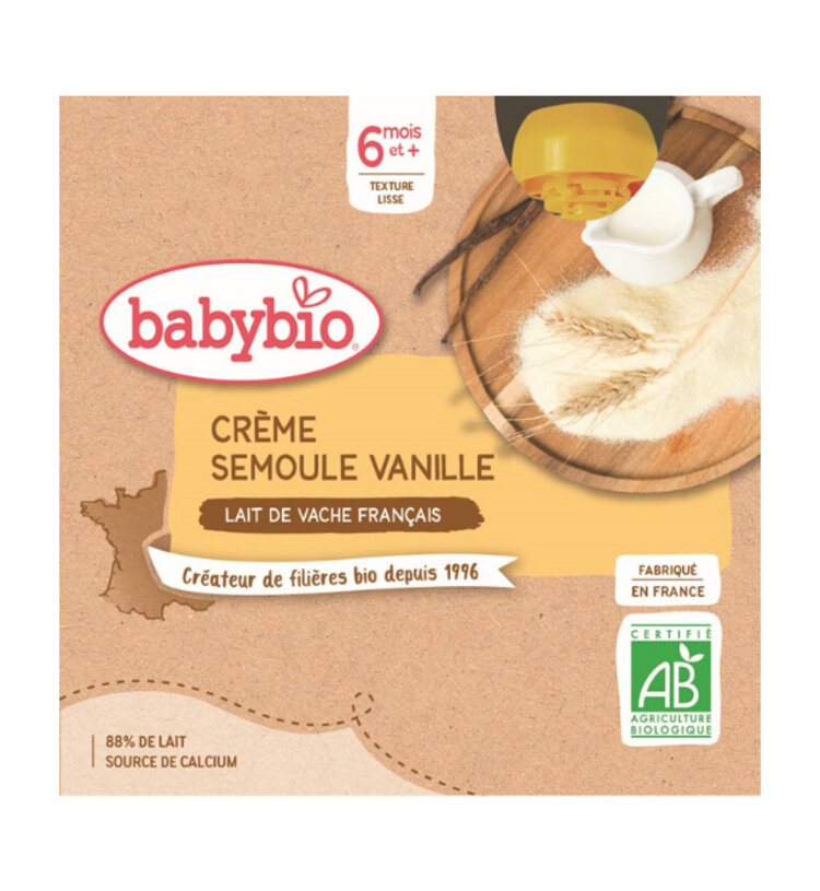 BABYBIO Kapsička krém vanilka krupička 4x 85 g Babybio