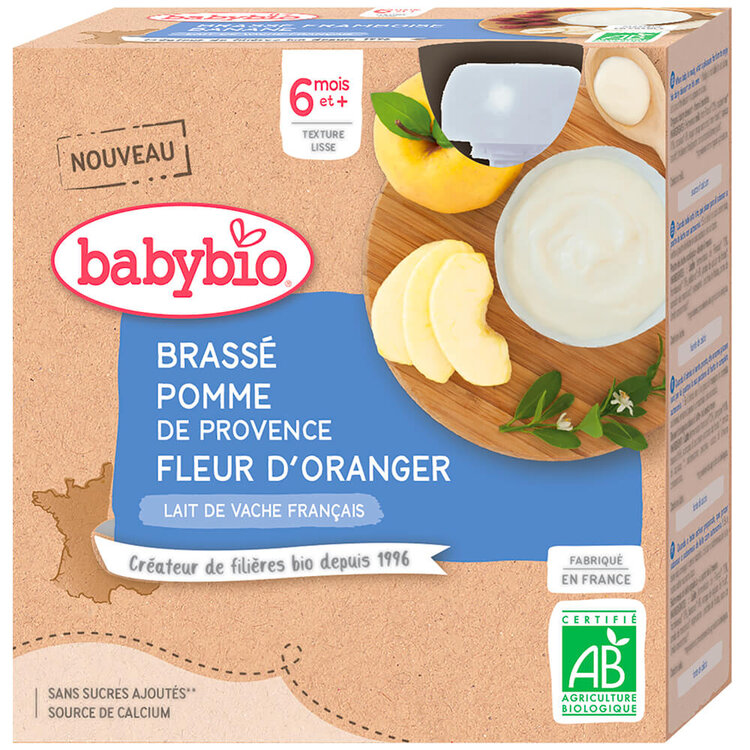 BABYBIO Brassé jablko pomerančový květ 4x 85 g Babybio