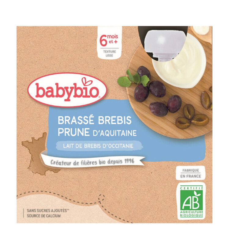 BABYBIO Svačinka z ovčího mléka švestka 4x 85 g Babybio