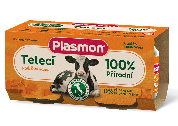 PLASMON Příkrm bezlepkový masový s obilím telecí bez škrobu a soli