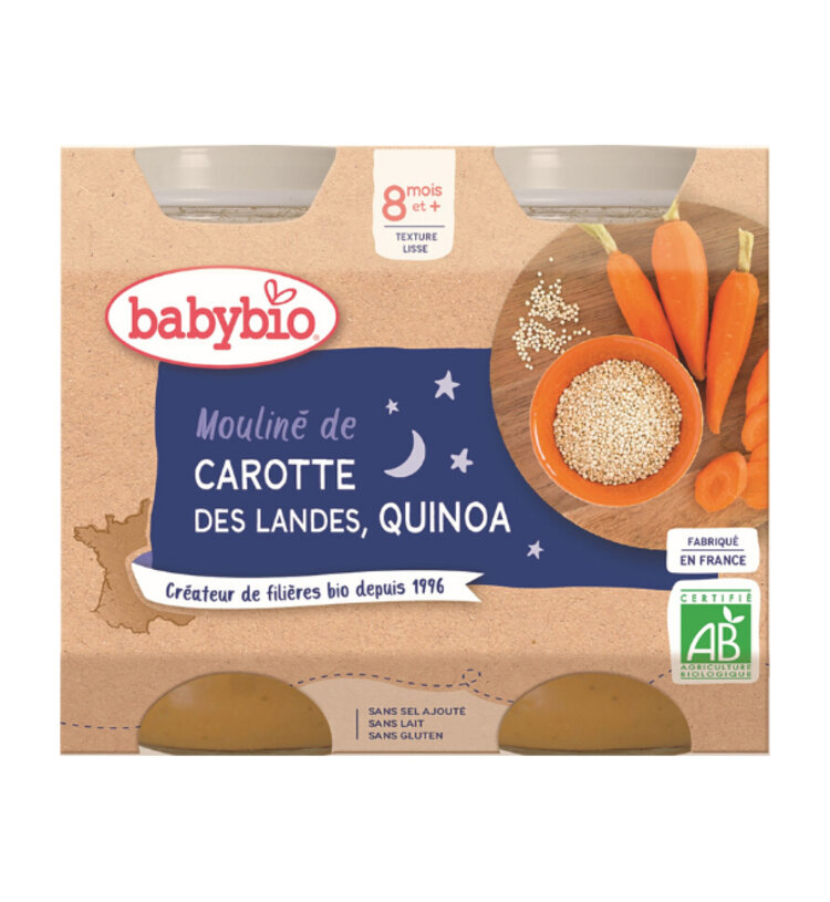 BABYBIO Večerní menu mrkvové mouliné a quinoa 2x 200 g Babybio