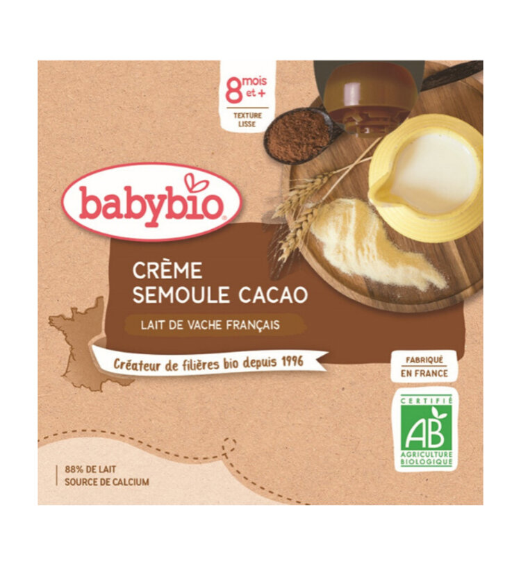 BABYBIO Kapsička krém kakao krupička 4x 85 g Babybio