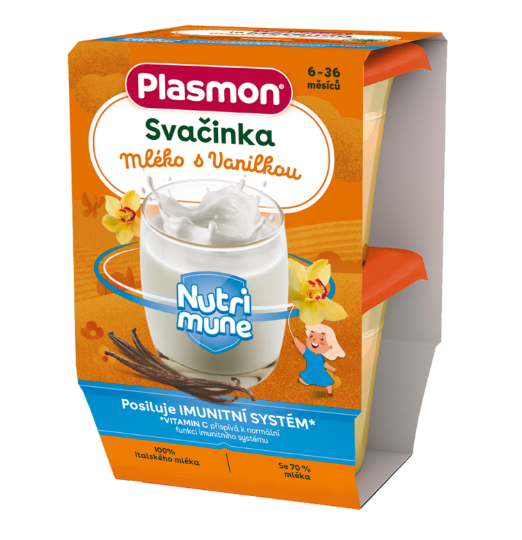 PLASMON Svačinka bezlepková mléčná NUTRI-MUNE mléko a vanilka 2x120g