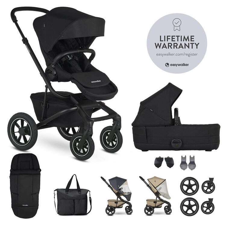 EASYWALKER Set XXL kočárek kombinovaný Jimmey Air Pepper Black s příslušenstvím Easywalker