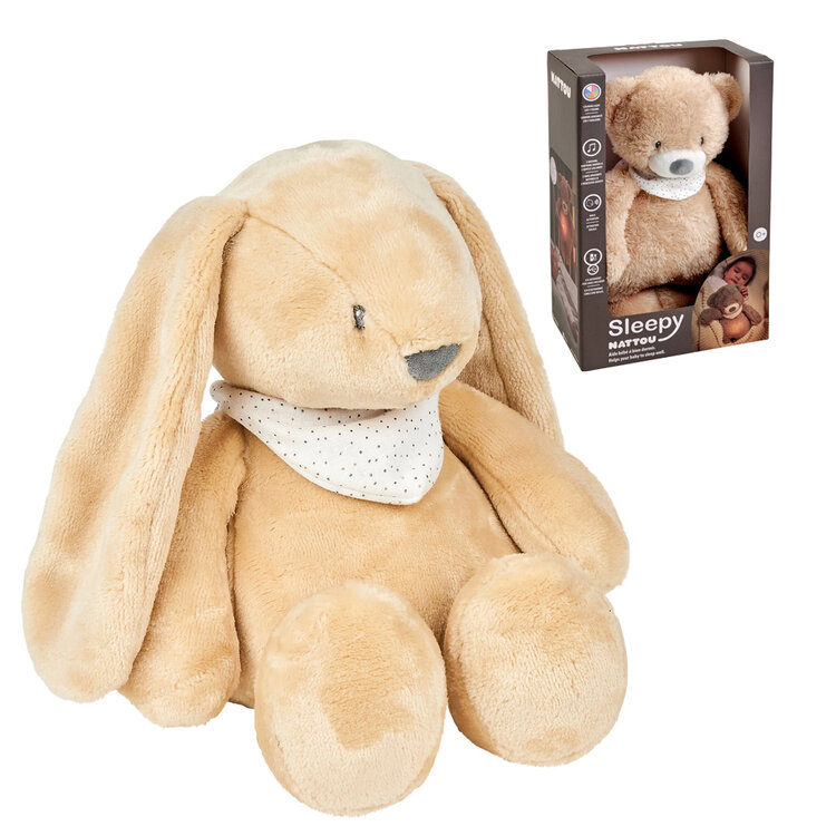 NATTOU Usínaček plyšový hudební se světýlkem a senzorem pláče 4v1 Sleepy Bunny Beige 0m+ Nattou