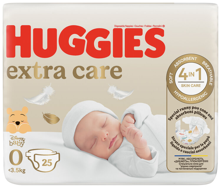 HUGGIES® Pleny jednorázové Extra Care 0 (do 4 kg) 25 ks Huggies