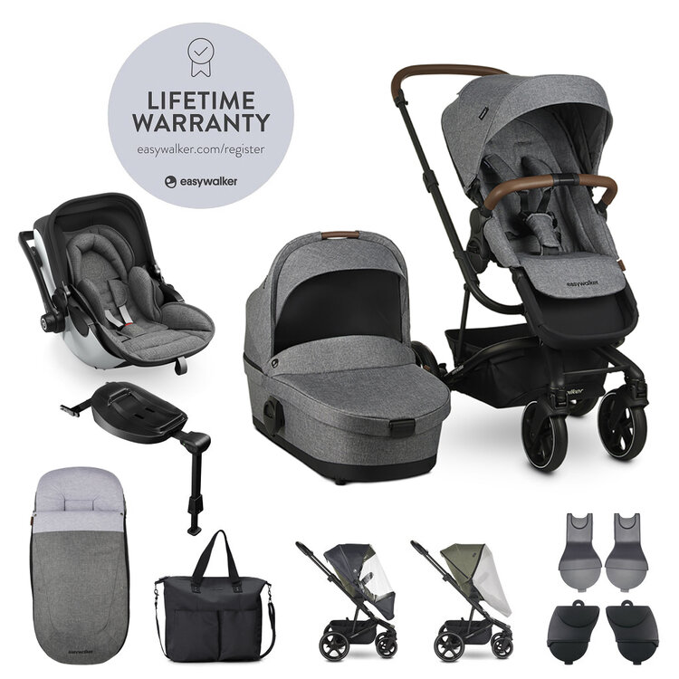 EASYWALKER Set XXL kočárek Harvey3 Exclusive Grey + KIDDY Evoluna i-size 2 Grey Melange Icy Grey Easywalker