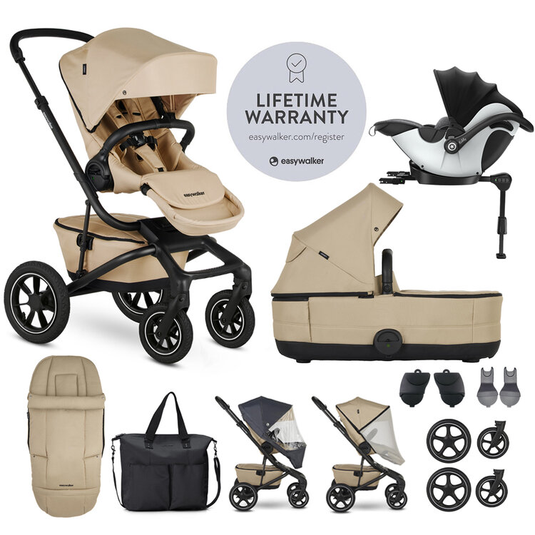 EASYWALKER Set XXL kočárek Jimmey Air Sand Taupe + KIDDY Evoluna i-size 2 Grey Melange Icy Grey Easywalker