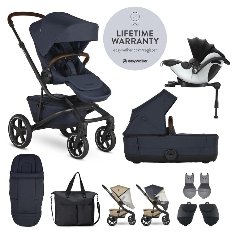 EASYWALKER SET XXL kočárek Jimmey Indigo Blue + KIDDY Evoluna i-size 2 Grey Melange Icy Grey Easywalker