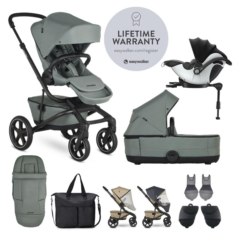 EASYWALKER SET XXL kočárek Jimmey Thyme Green + KIDDY Evoluna i-size 2 Grey Melange Icy Grey Easywalker