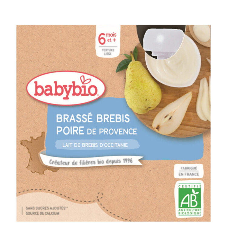 EXP: 22.11.2023 BABYBIO Svačinka z ovčího mléka hruška (4x 85 g) Babybio