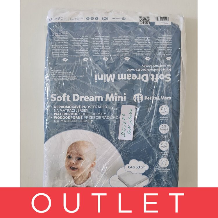 PETITE&MARS Napínací prostěradlo nepromokavé do malé postýlky Soft Dream Mini 84 x 50 White Petite&Mars