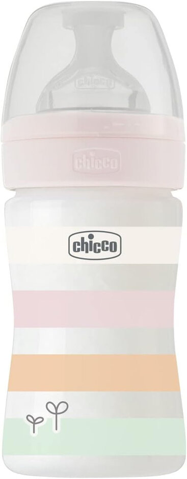 CHICCO Láhev kojenecká Well-being silikon 150ml děvče Chicco