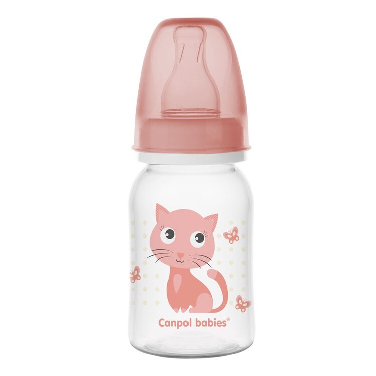 CANPOL BABIES Lahev s potiskem CUTE ANIMALS 120ml - růžová Canpol Babies