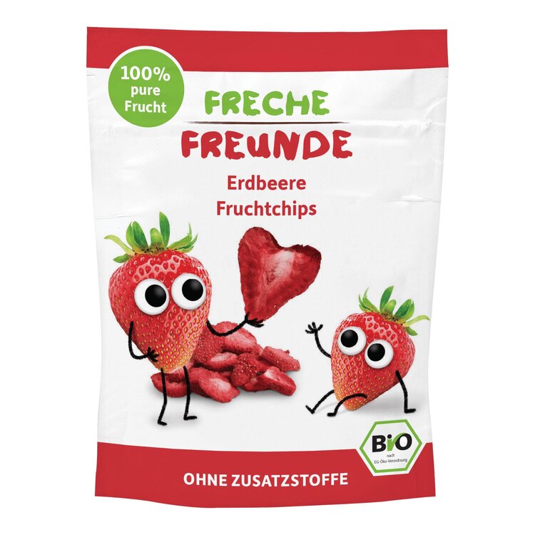 EXP: 25.01.2024 FRECHE FREUNDE BIO Chipsy ovocné Jahoda 12 g