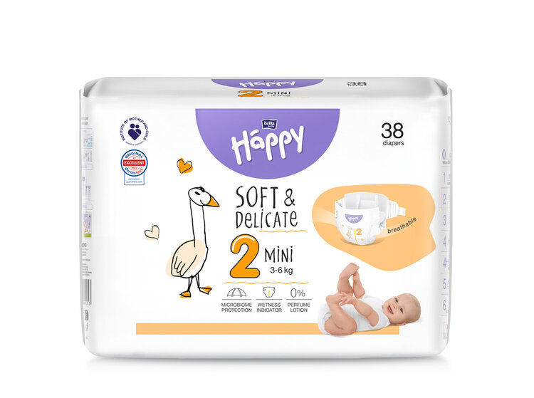 BELLA HAPPY Baby Pleny jednorázové Mini 3-6 kg 38 ks Bella Baby Happy