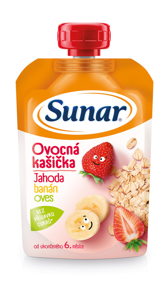 Sunar ovocná kašička Jahoda banán 120g Sunar