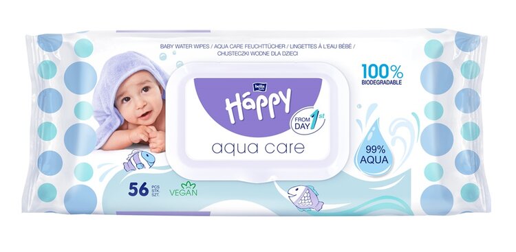 BELLA HAPPY BABY Ubrousky čisticí 56 ks Aqua care Bella Baby Happy