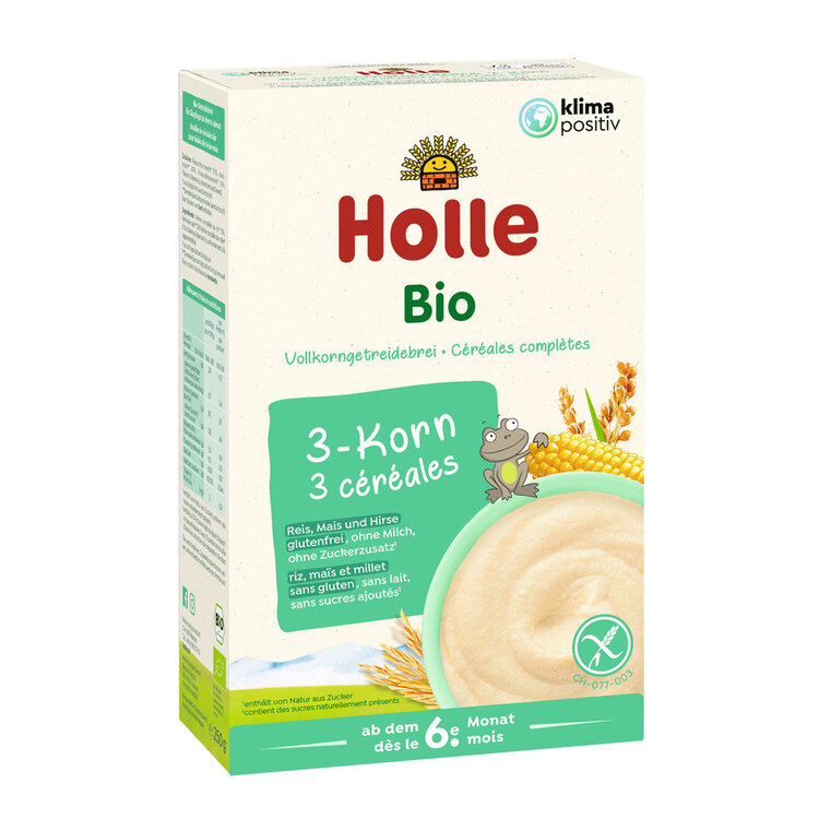 HOLLE BIO Kaše 3 zrnná celozrnná pro děti od 6. měsíce