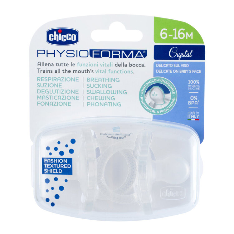 CHICCO Dudlík Physio Luxe celosilikonový 6-12m crystal 2 ks Chicco