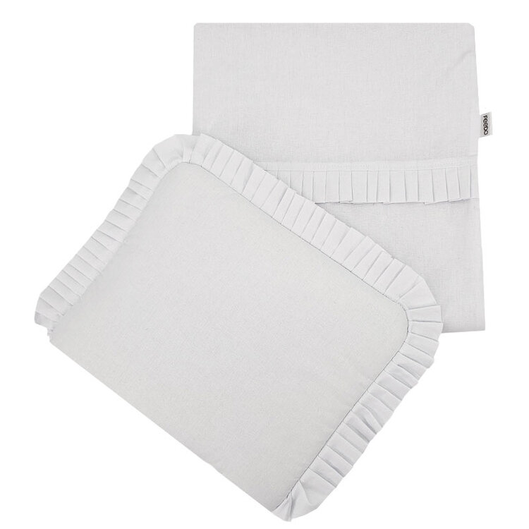 FEEDO Set do kočárku a postýlky s volánky Pure White 30x35 cm