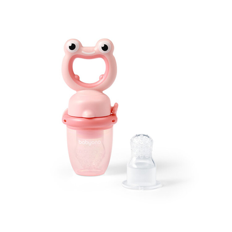 BABYONO Dudlík silikonový na krmení Frog pink 6m+ BabyOno