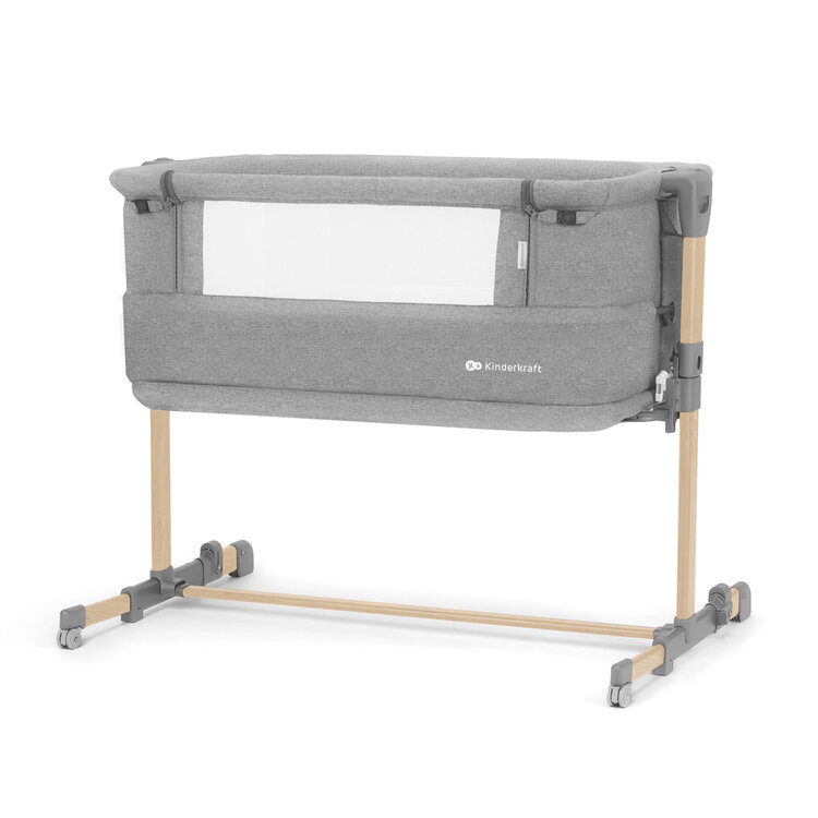 KINDERKRAFT Postýlka dětská polohovatelná Neste grow Light Grey Full Wood Kinderkraft