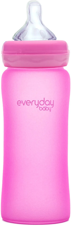 EVERYDAY BABY Láhev sklo s teplotním senzorem 300 ml Pink EVERYDAY