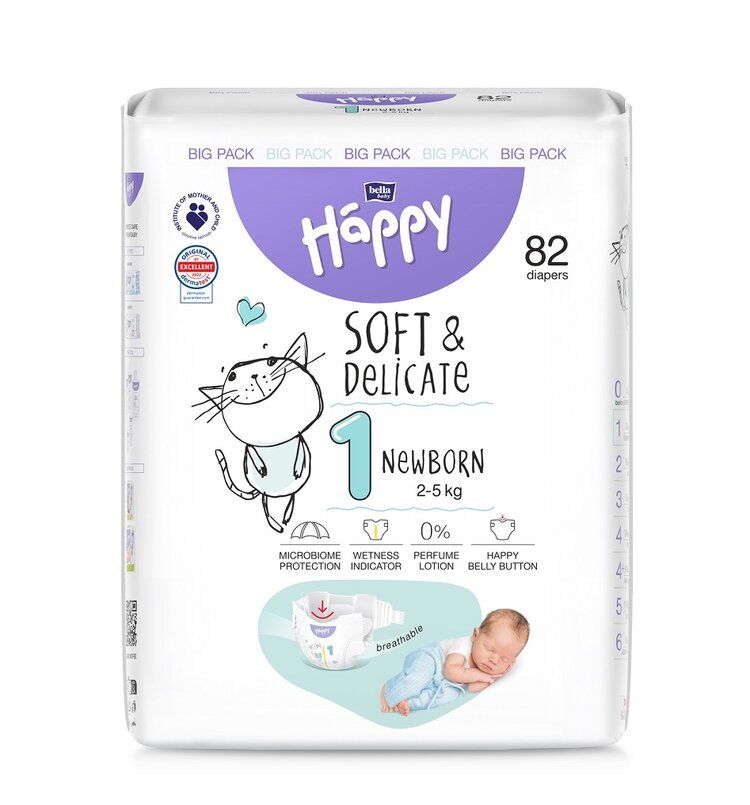 BELLA HAPPY BABY Pleny jednorázové New Born 2-5 kg Big Pack 82 ks Bella Baby Happy