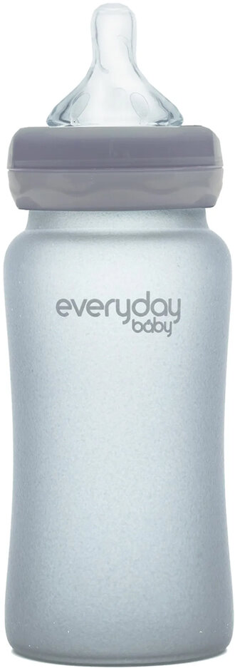 EVERYDAY BABY Láhev sklo chráněná před rozbitím 240 ml Quiet Grey EVERYDAY