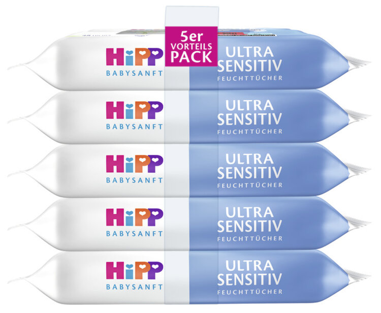 HiPP Babysanft Ubrousky čistící vlhčené Ultra Sensitiv 5 x 48 ks HiPP