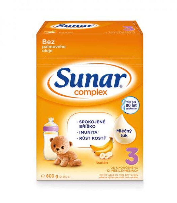 EXP: 06.07.2024 SUNAR Complex 3 Mléko batolecí Banán 600 g Sunar