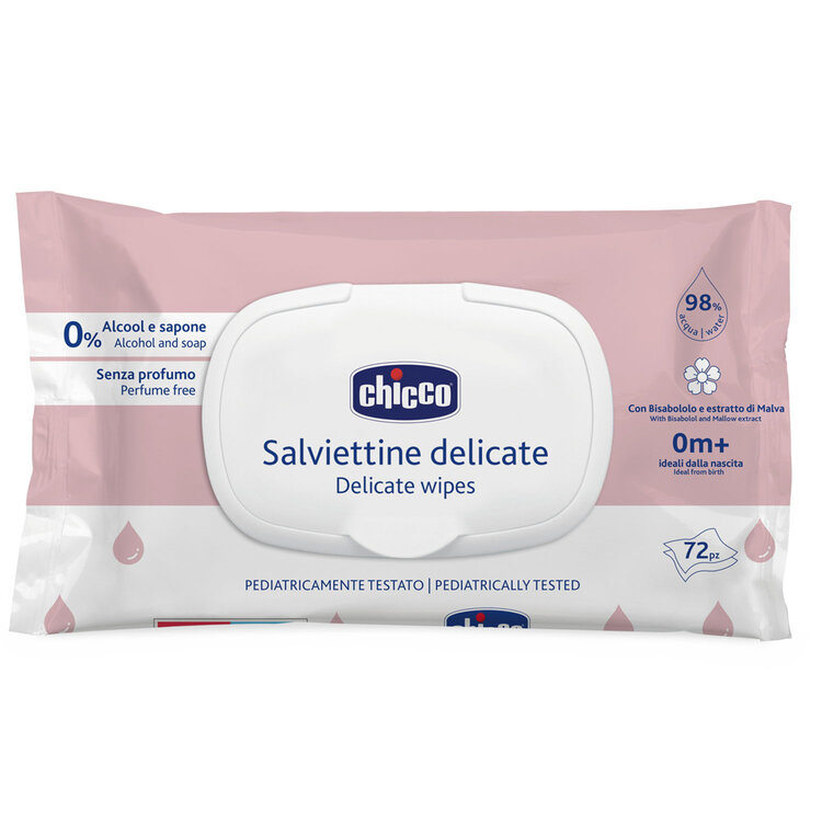 CHICCO Dětské vlhčené ubrousky Delicate s heřmánkem 72 ks Chicco